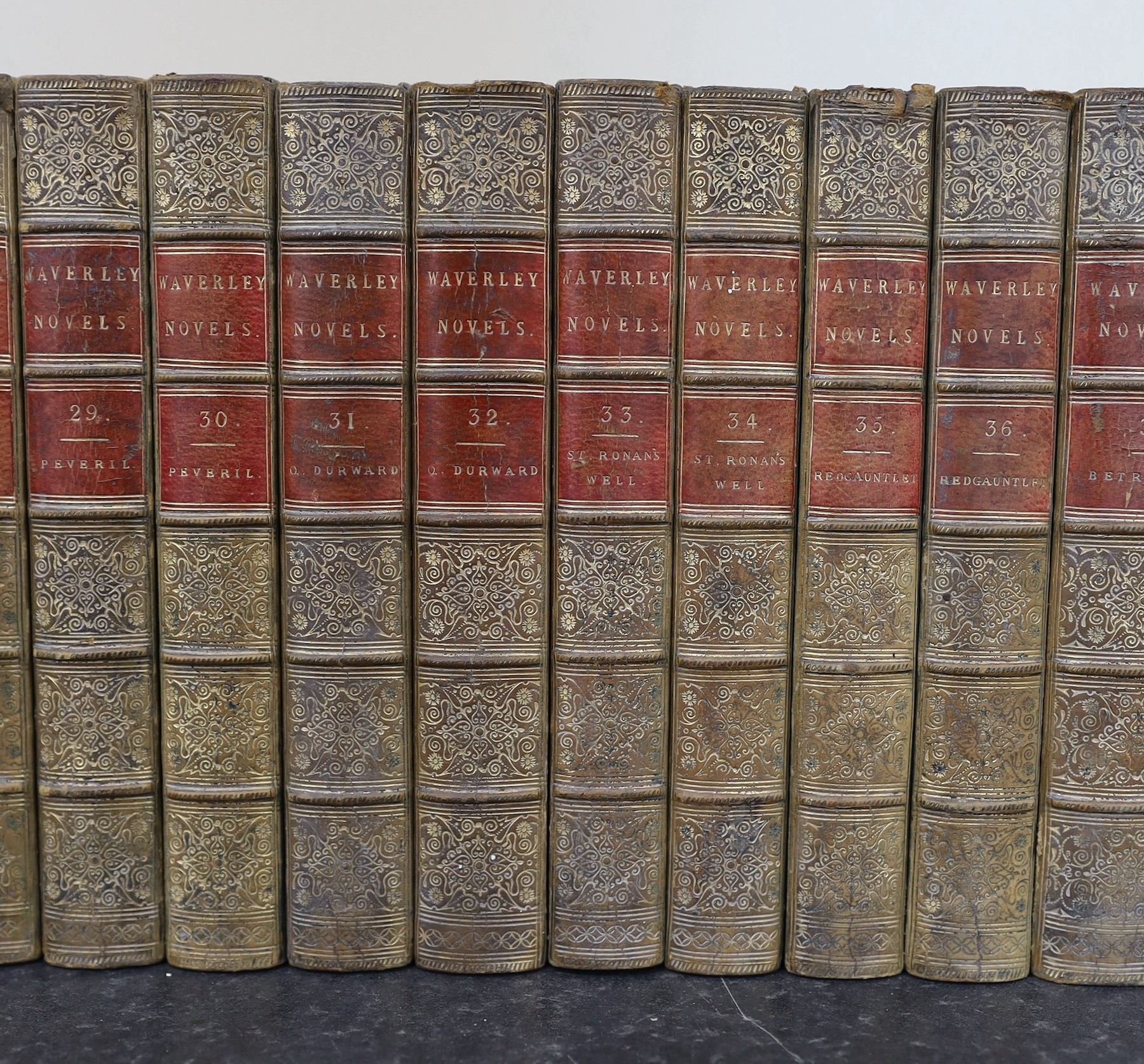 Scott, Sir Walter - The Waverley Novels, 48 vols, 8vo, half calf with marbled boards, A & C. Black, Edinburgh, 1879